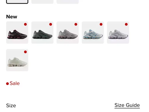 New Balance variant: New colours in their own row